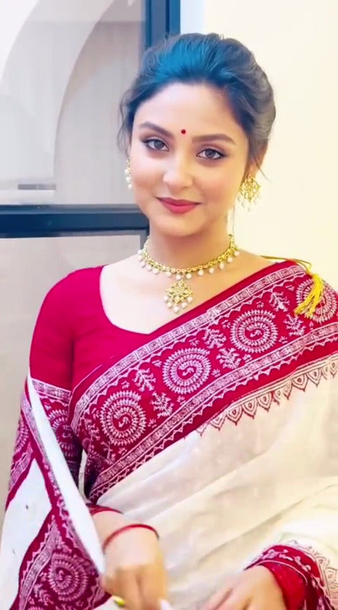 Skin Print Half Silk Sharee